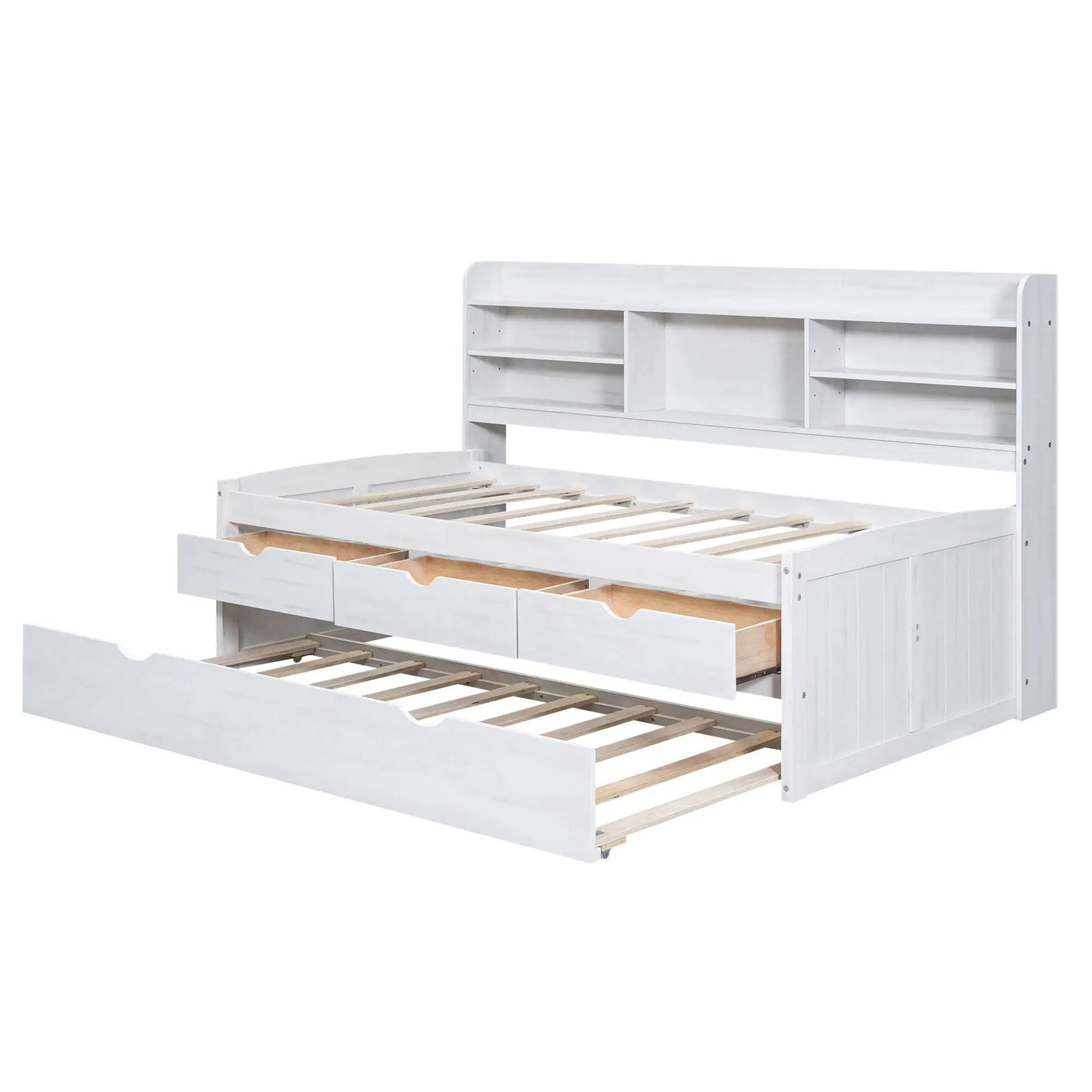 Captain Bed With Built In Bookshelves, 3 Storage Drawers, And Trundle by HouseOfZazla