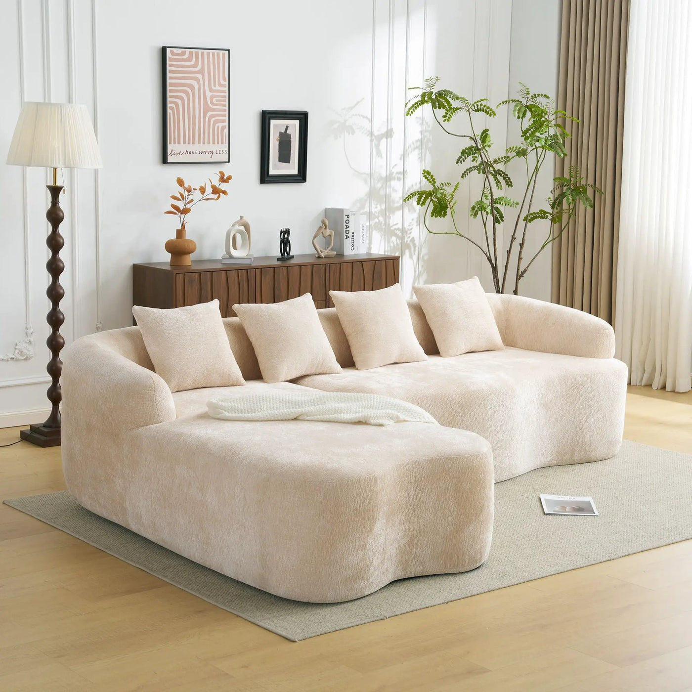 Modular L-Shape Sectional Sofa With Curved Chaise by HouseOfZazla