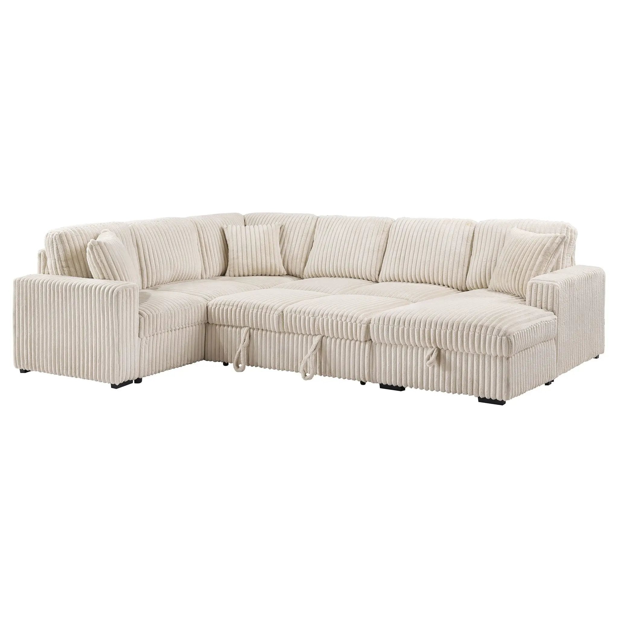 Devonshire Sleeper Sectional Sofa Storage Chaise Camel by Unique Piece Furniture