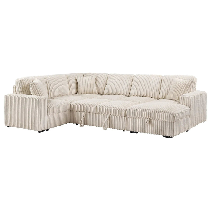 Devonshire Sleeper Sectional Sofa Storage Chaise Camel by Unique Piece Furniture