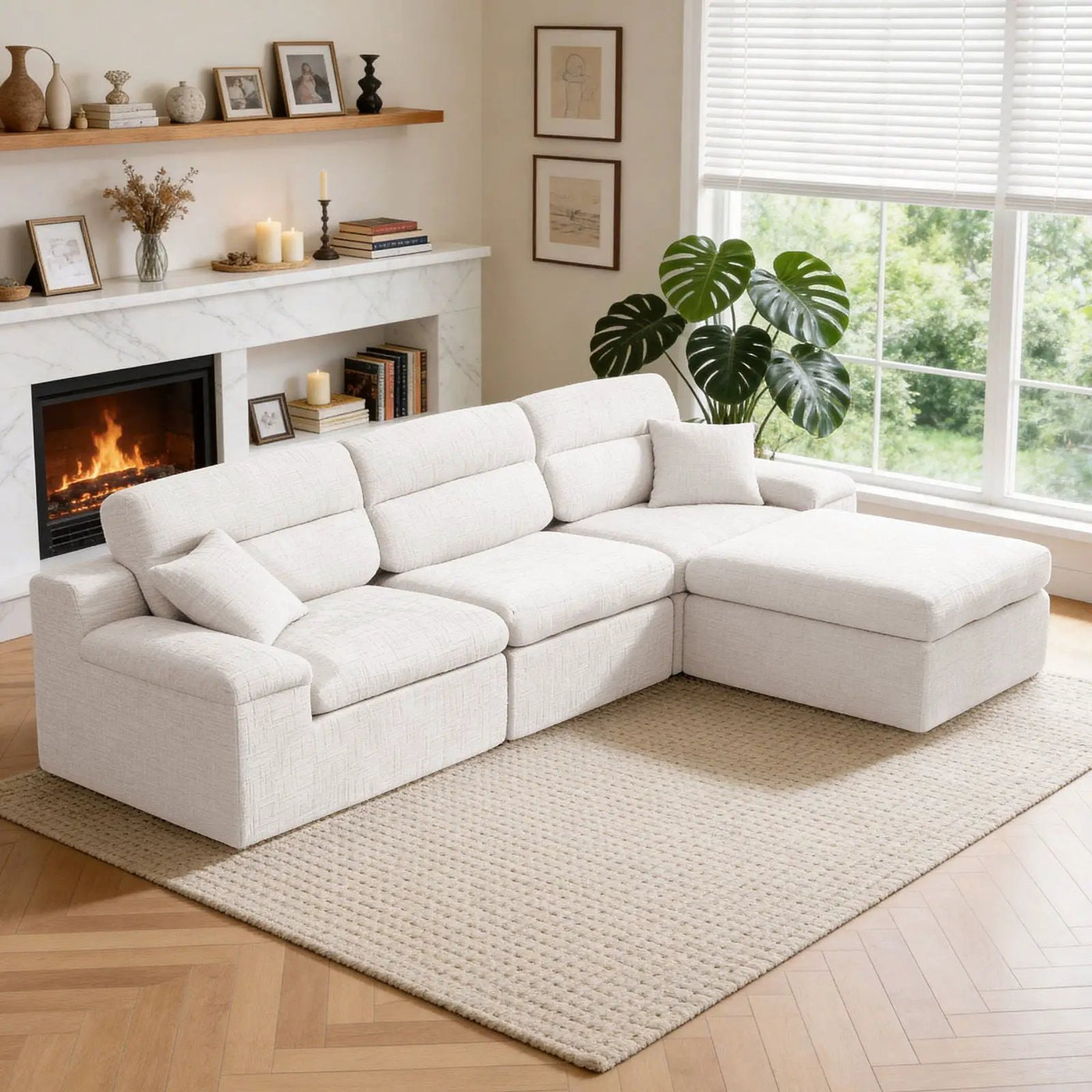Corner Chaise Sofa With High Backrest by HouseOfZazla