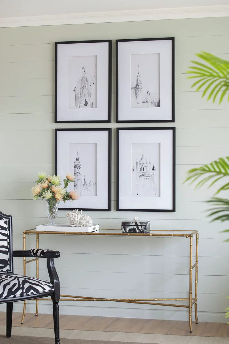 Architecture Wall Art Prints, Home Decor Art For Living Room Dining Room Entryway (Set of 4) - White / Black by HouseOfZazla