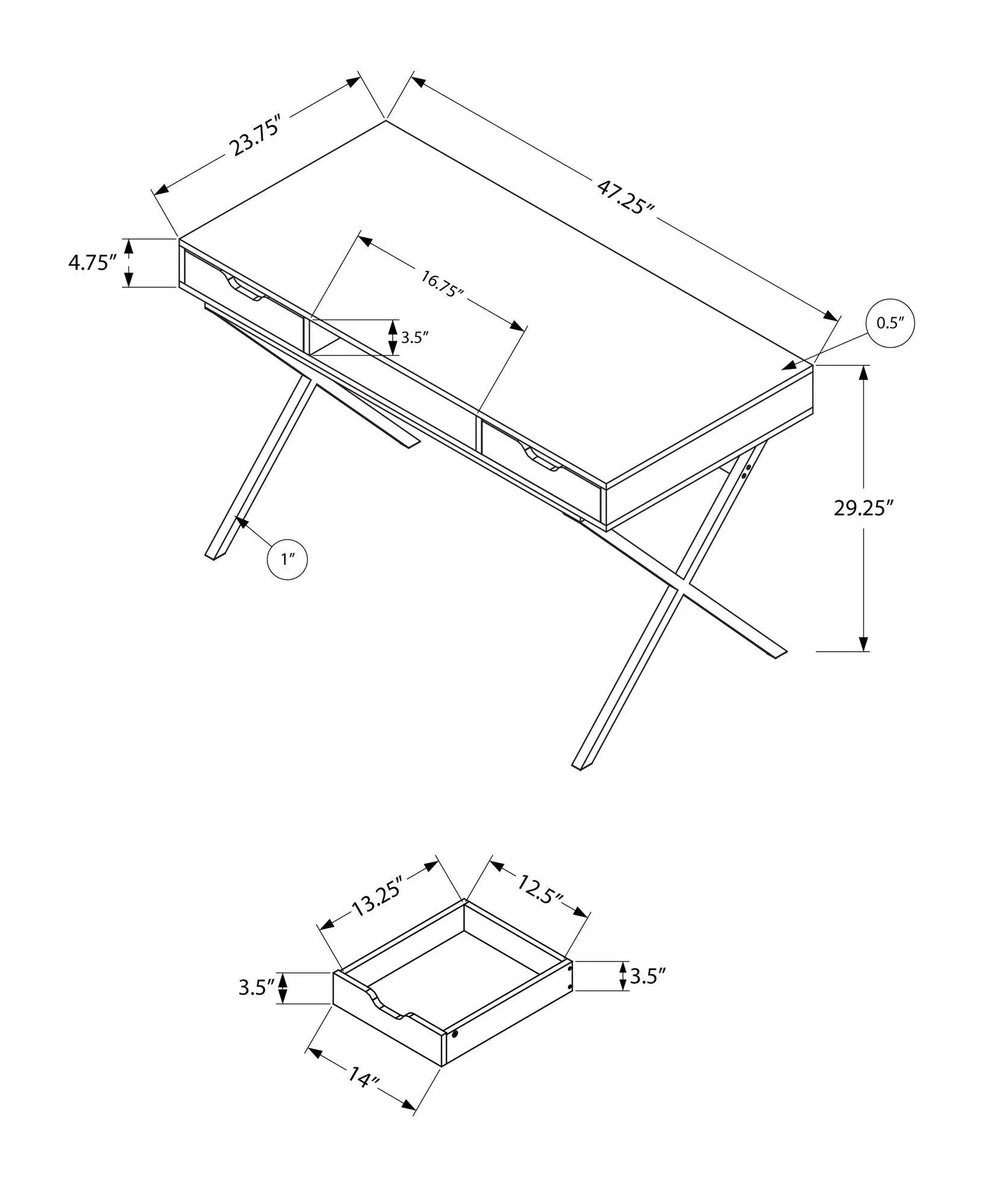 Computer Desk For Home Office, Laptop, Storage Drawers, Contemporary & Modern - Espresso by Unique Piece Furniture
