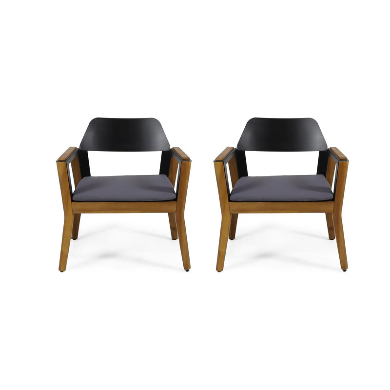 Soho Transitional Style Outdoor Club Chair (Set of 2) with Cushions - Teak by HouseOfZazla