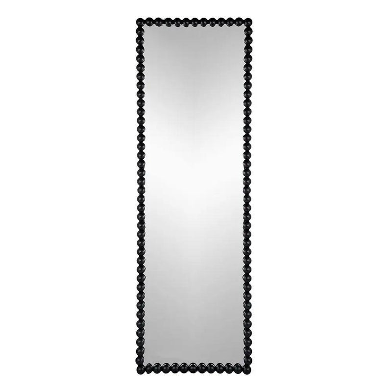 Full Length Mirror With Metal Beaded Frame, Rectangular Oversized Mirror For Living Room Bedroom - Black by HouseOfZazla