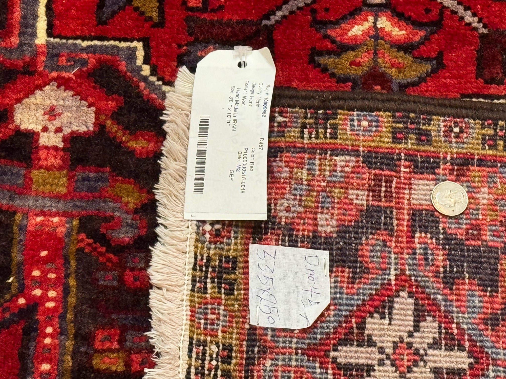 Persian Heriz Rug 8x11, Geometric Design, Red & Cream by Jewel Rugs