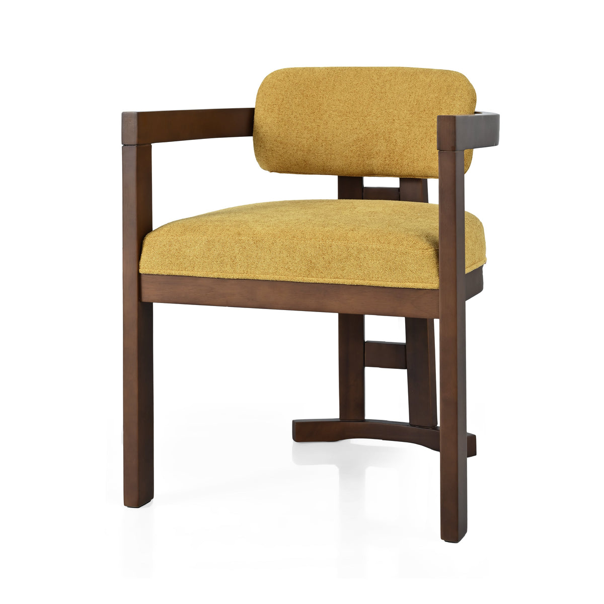 Indoor Upholstered Wood Dining Chair Set of 2 - Yellow Walnut, photo 8 of 10