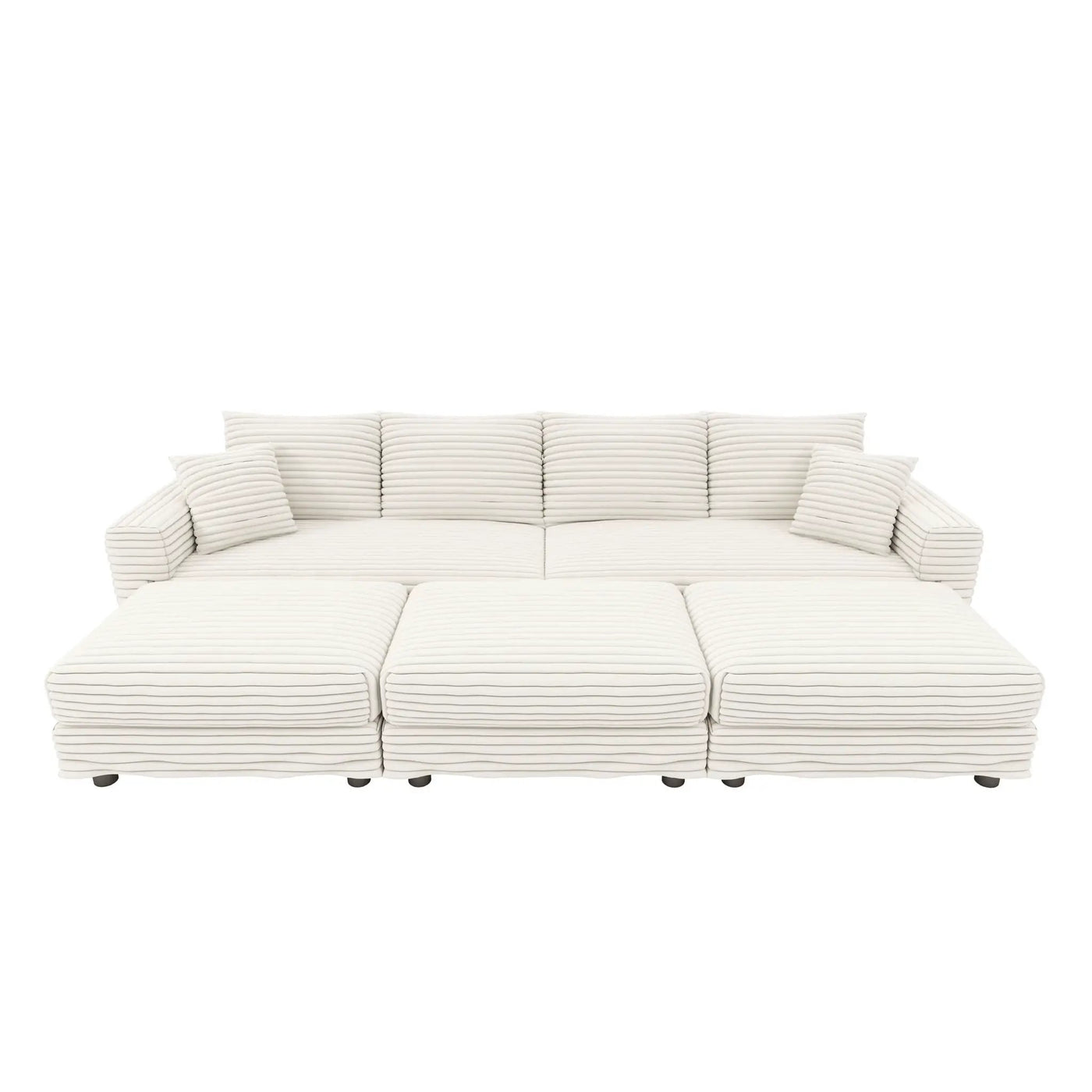 Deep Seat Convertible Sofa With Soft Pillows And Ottomans by HouseOfZazla