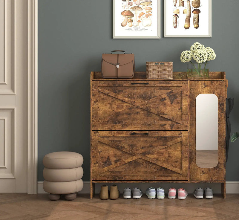 Shoe Storage Cabinet with 2 Flip Drawers by HouseOfZazla
