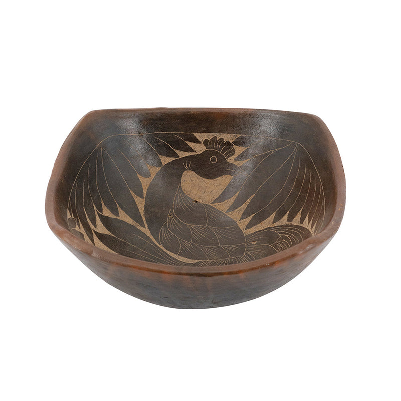 Artisanal Terracotta Decorative Bowl with Hand-Etched Detail - Brown, photo 2 of 9
