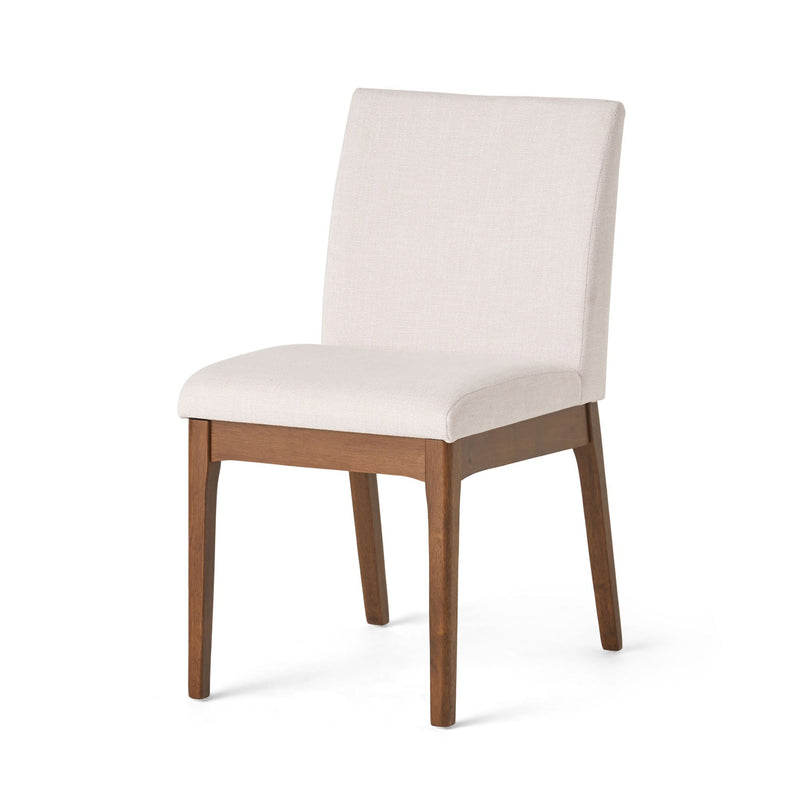Dining Chairs with Upholstered Seat and Backrest (Set of 2) - Light Beige / Walnut by HouseOfZazla