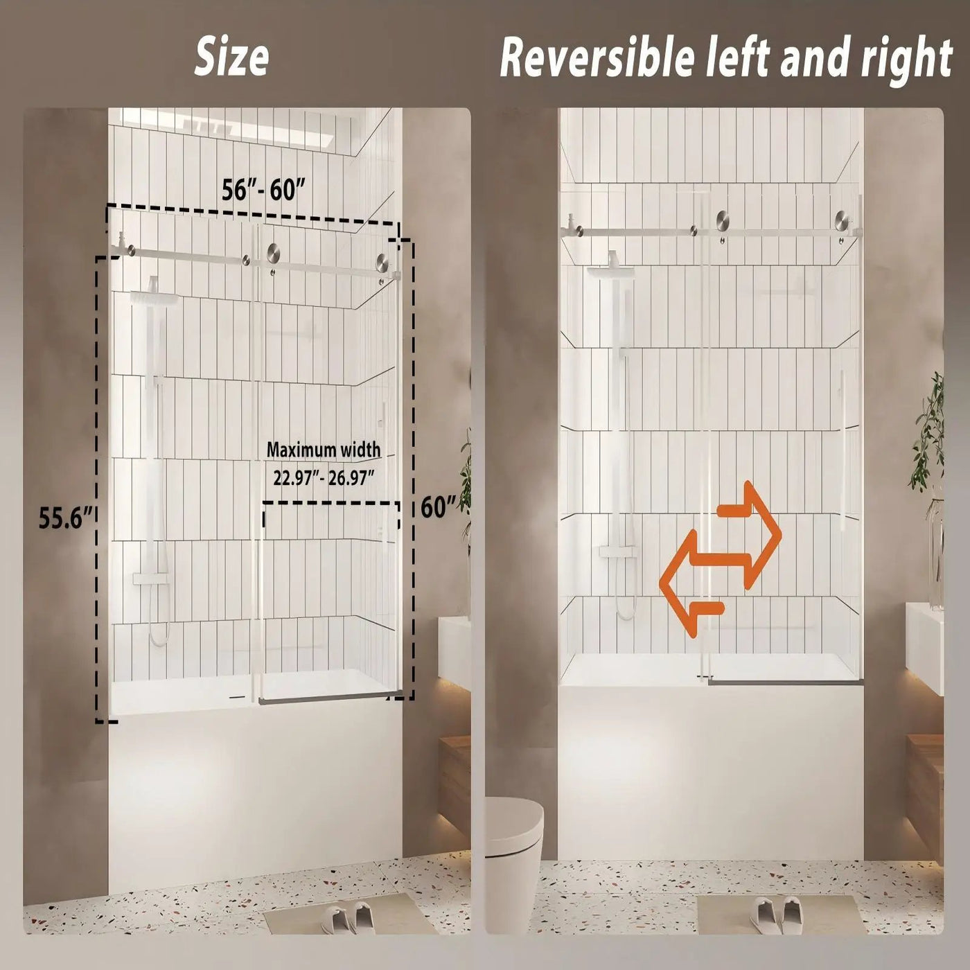 Frameless Shower Door, Smooth Sliding Tracks by HouseOfZazla