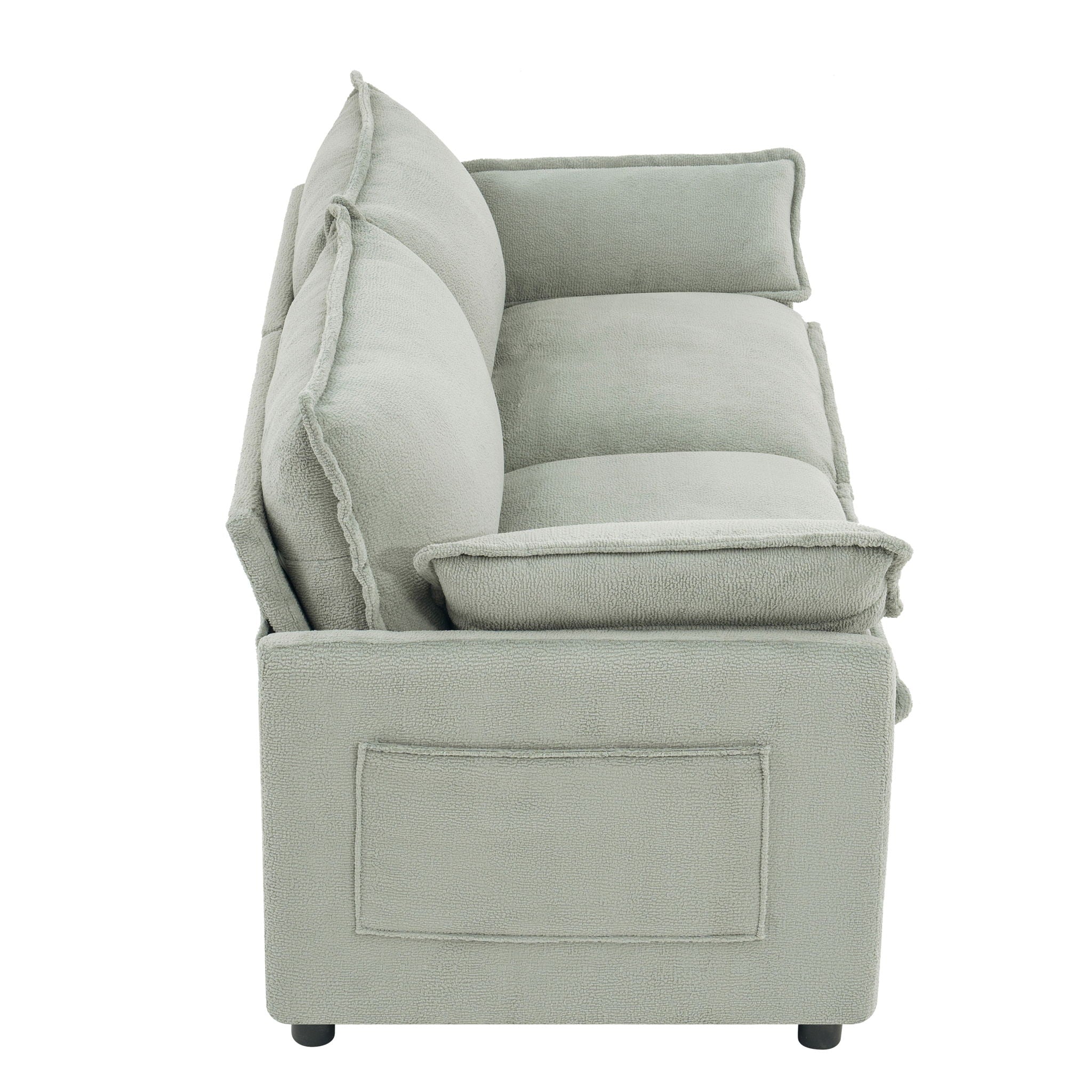 Modern Loveseat Sofa, Upholstered Couch With Side Storage Pockets by HouseOfZazla