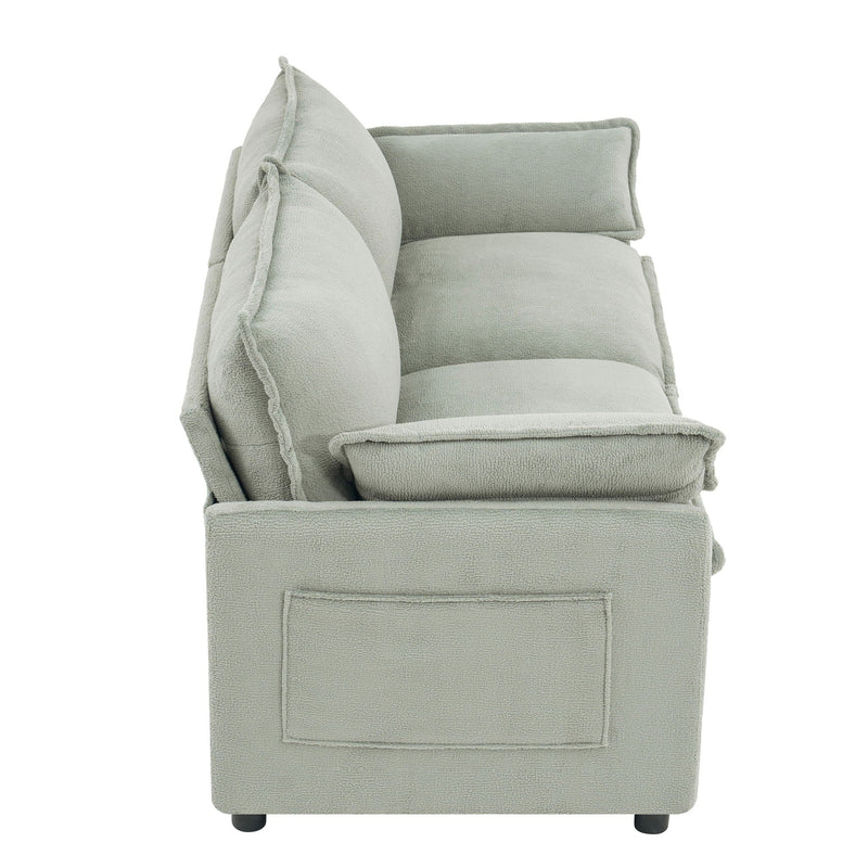 Modern Loveseat Sofa, Upholstered Couch With Side Storage Pockets by HouseOfZazla