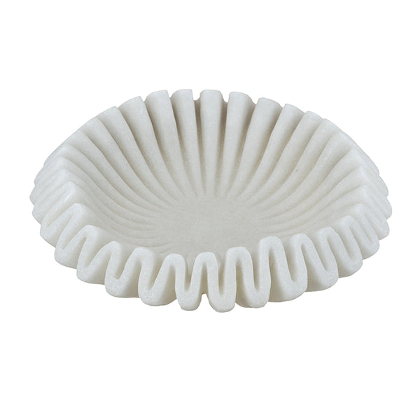 D9.5x2.5' Wavy Sand and Resin Bowl with Textured White Finish