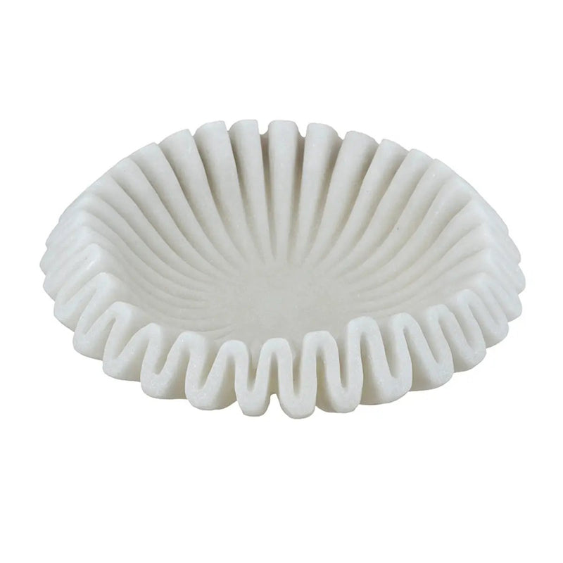D9.5x2.5' Wavy Sand and Resin Bowl with Textured White Finish by HouseOfZazla