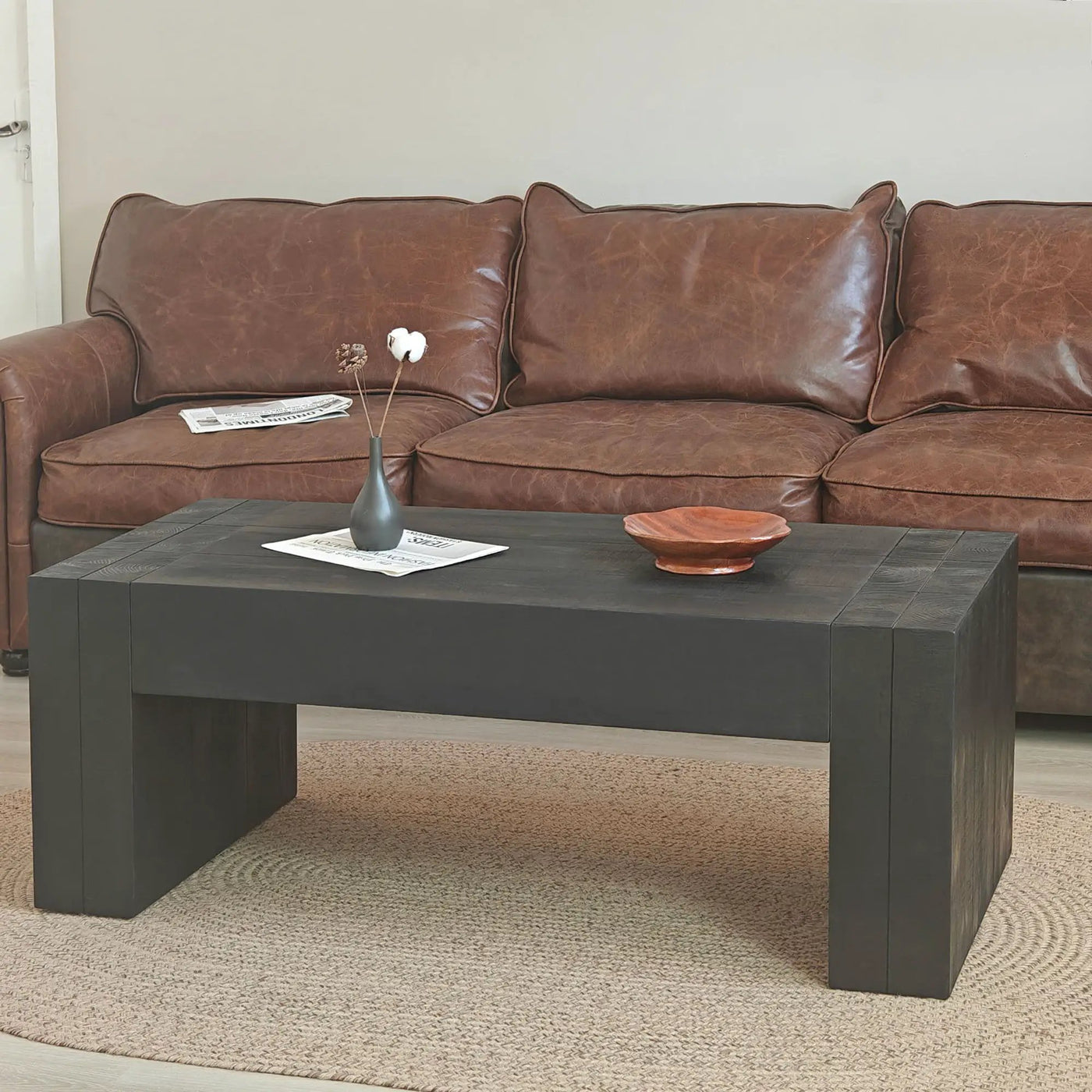 Modern Farmhouse Living Room Block Leg Coffee Table by HouseOfZazla