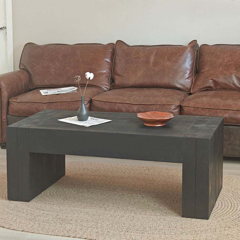 Modern Farmhouse Living Room Block Leg Coffee Table by HouseOfZazla