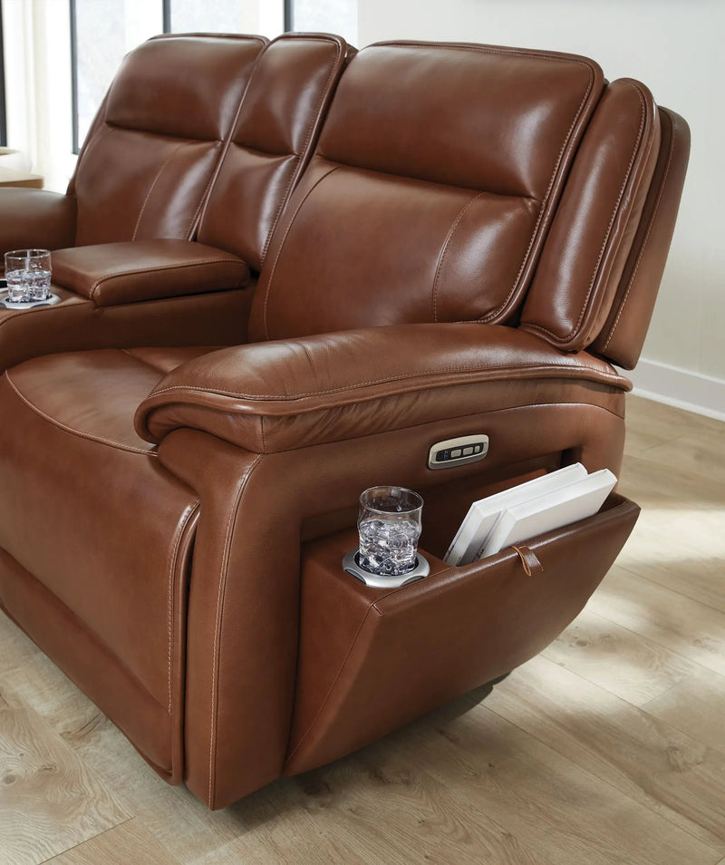 Healy Pier - Power Reclining Loveseat With Console / Adj Headrest - Chocolate by Unique Piece Furniture