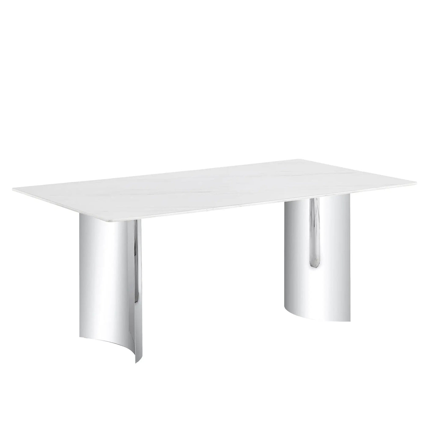 Modern Minimalist Dining Table with Imitation Marble Glass Top and Metal Legs by HouseOfZazla
