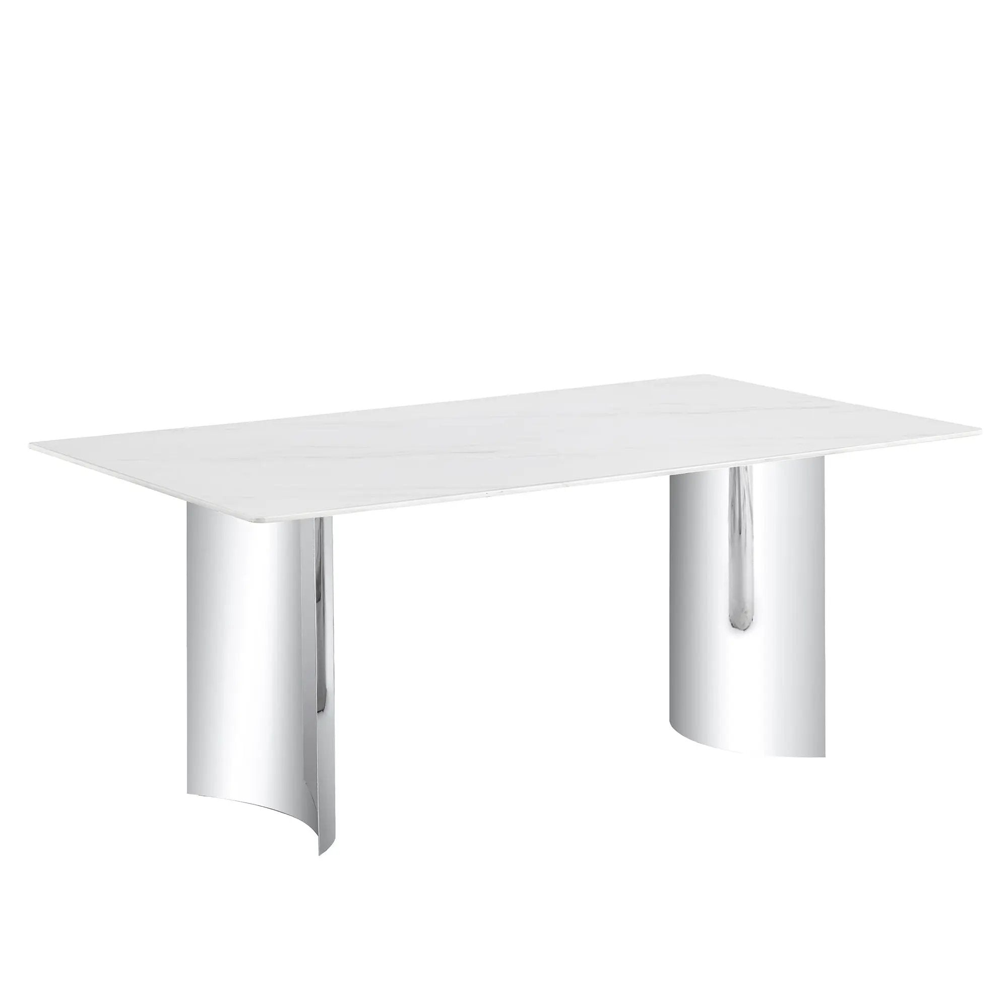 Modern Minimalist Dining Table With Marble Glass Top by Unique Piece Furniture