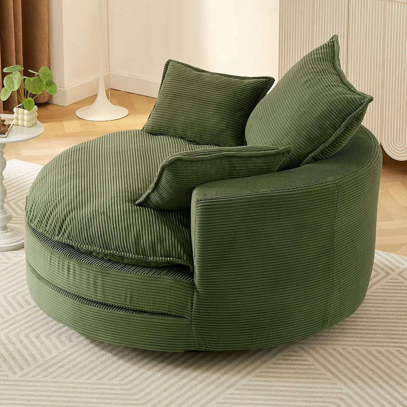 360° Swivel Accent Barrel Chair With Dual Layer Cushion And 3 Removable Pillows by HouseOfZazla