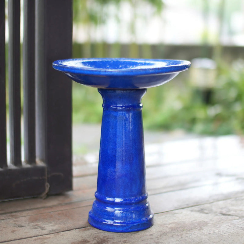 Ceramic Pedestal Bird Bath for Outdoor Garden by HouseOfZazla