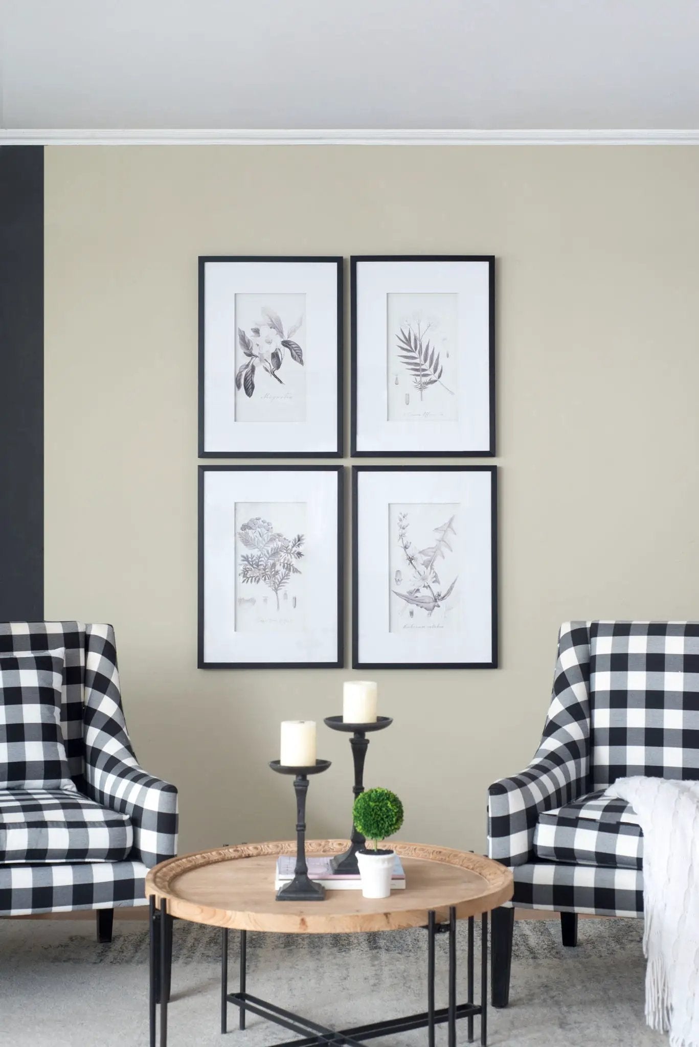 Botanical Wall Art Prints, Home Decor For Living Room Dining Room, Bedroom, Hallway (Set of 4) - White / Black by Unique Piece Furniture
