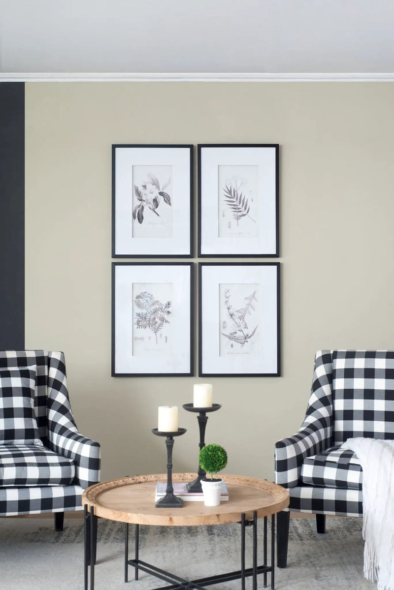 Botanical Wall Art Prints, Home Decor For Living Room Dining Room, Bedroom, Hallway (Set of 4) - White / Black by Unique Piece Furniture