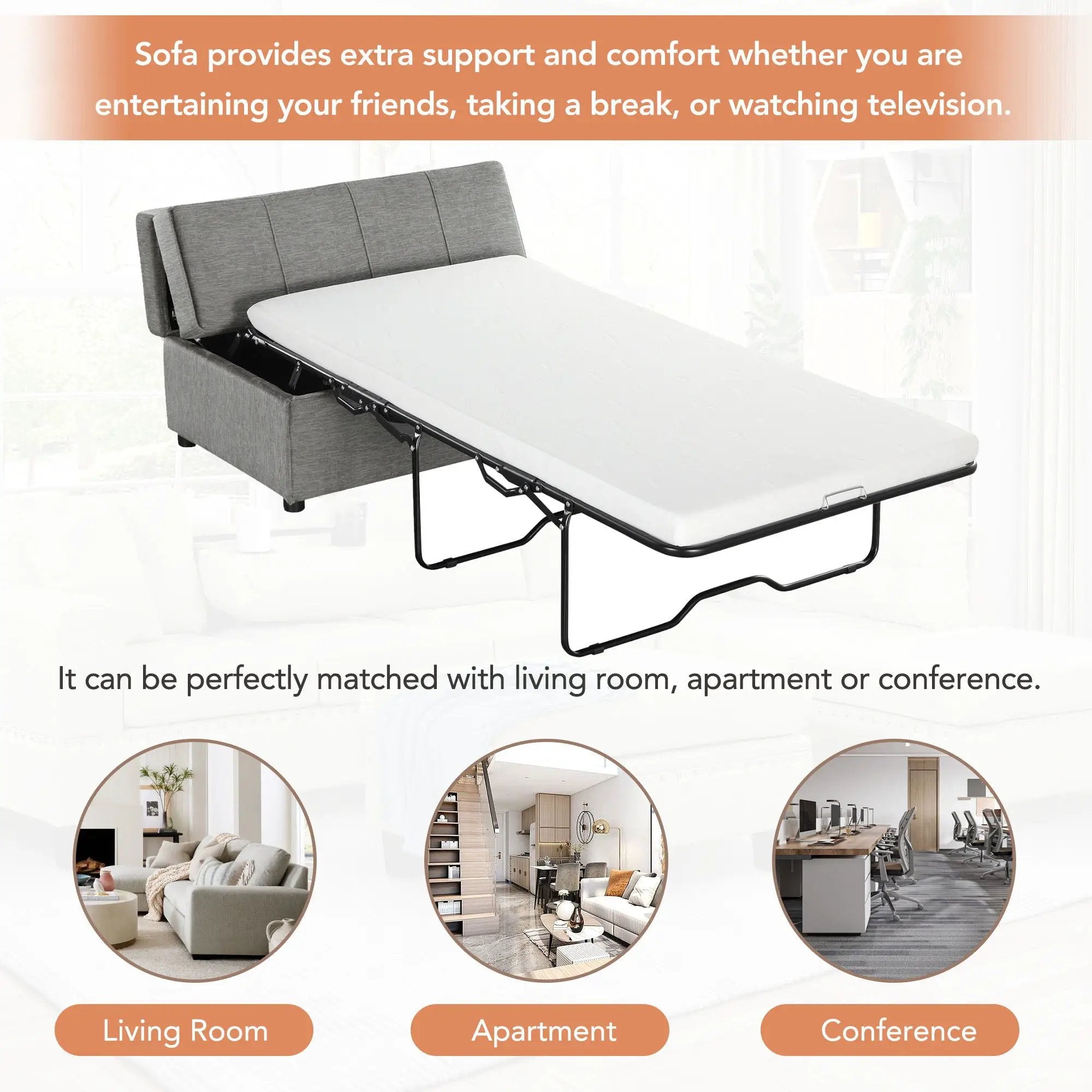 Twin Size Folding Ottoman Sleeper Bed With Mattress Convertible Guest Bed by Unique Piece Furniture
