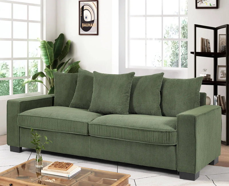 Luxe Sofa With 5 Matching Toss Pillows, Sleek Design, Spacious And Comfortable 3 Seater Couch by Unique Piece Furniture