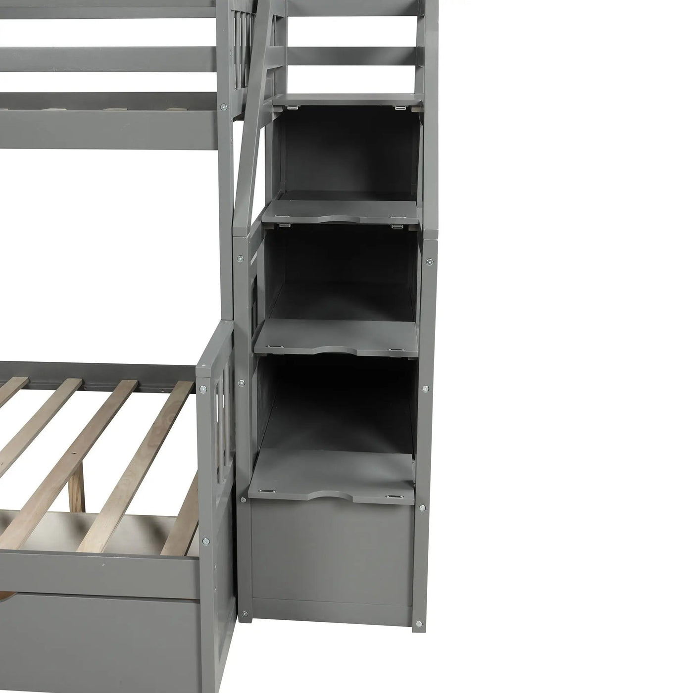 Bunk Bed With Storage Staircase, Slide, Desk, Drawers, And Shelves by HouseOfZazla