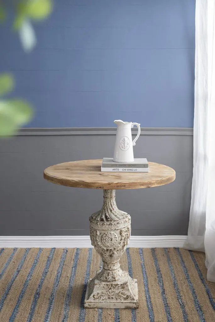 Antique Round Wood Table - Antique White / Gray by Unique Piece Furniture
