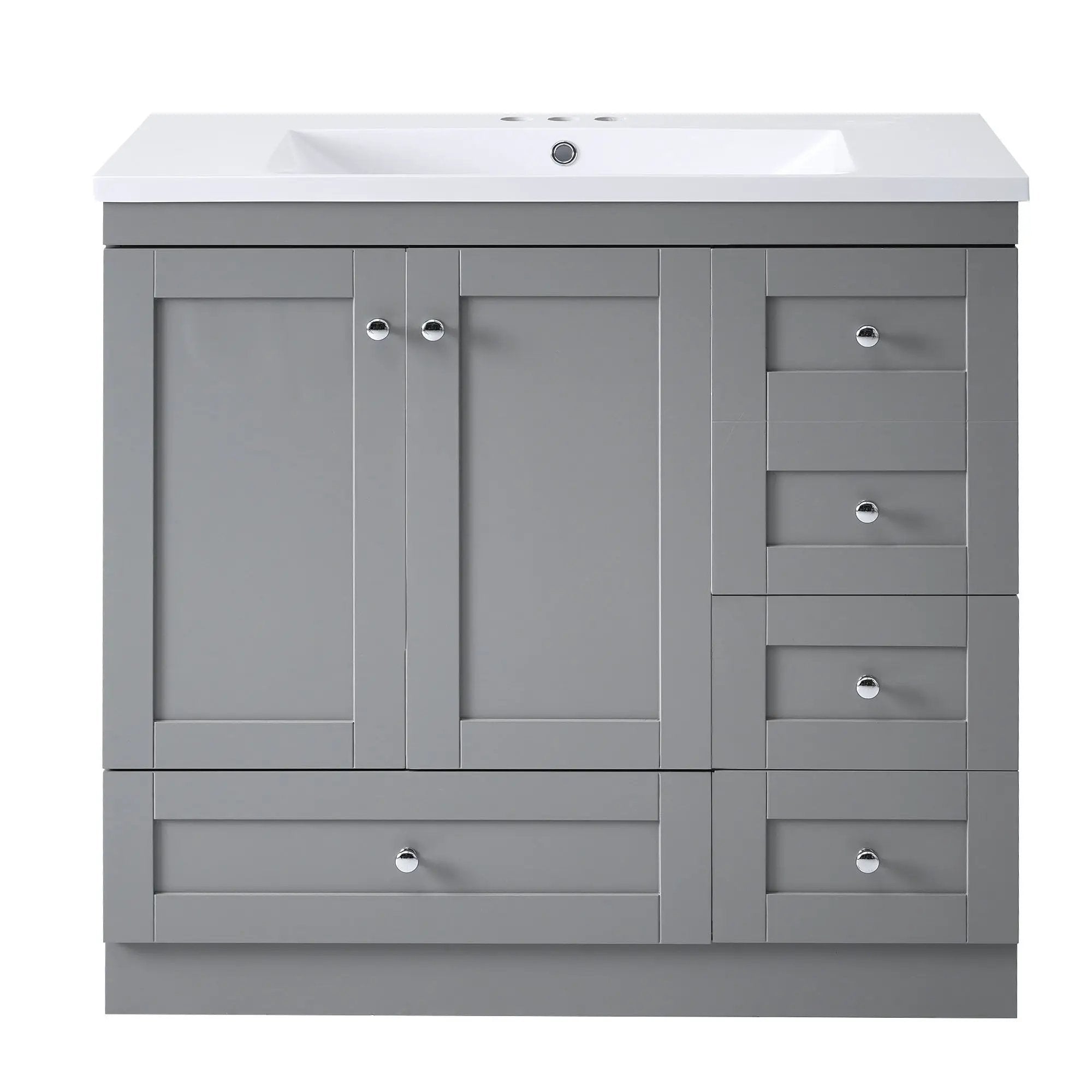 Shaker Free Standing Bathroom Vanity Cabinet With Sink, Soft Close Drawers, Soft Close Doors by HouseOfZazla