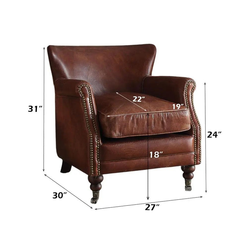 Leeds - Accent Chair - Vintage Dark Brown Top Grain Leather by Unique Piece Furniture