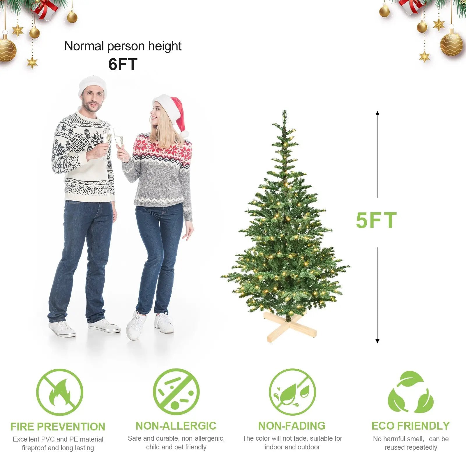 8ft Pre-Lit Christmas Tree with 500 Warm LED Lights by HouseOfZazla