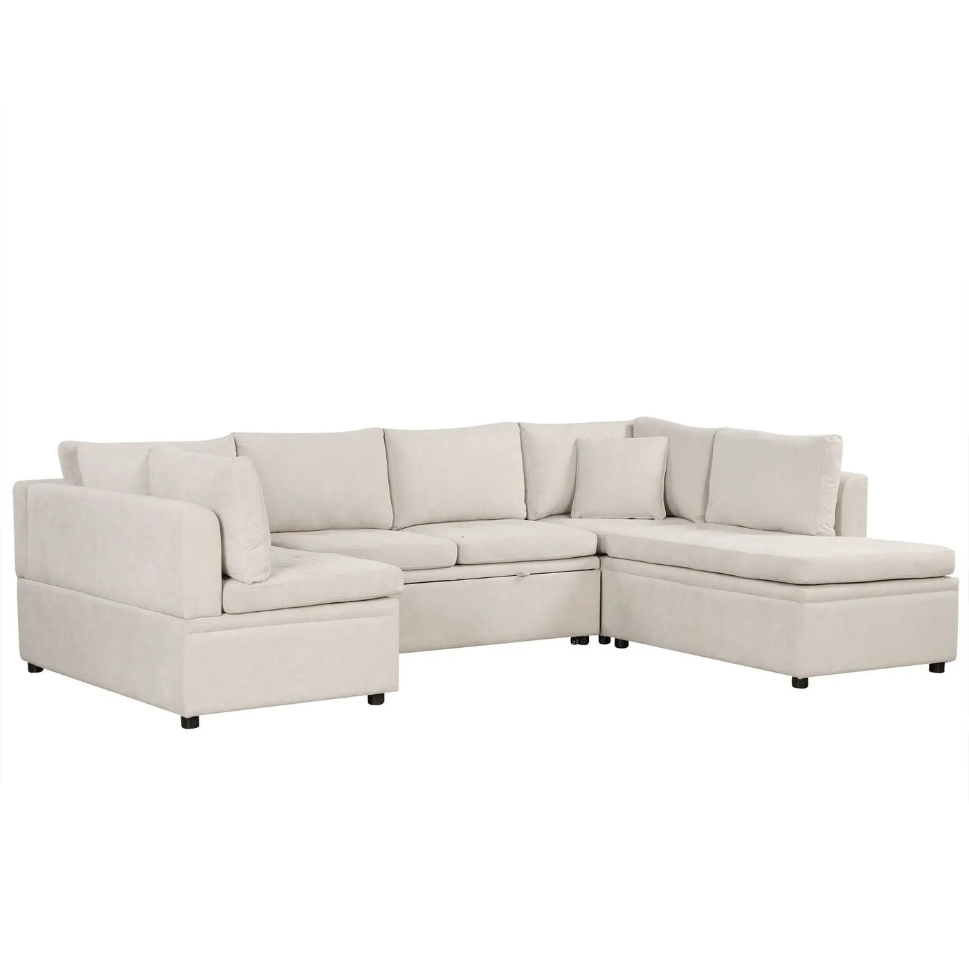 Oversized Sectional Sofa U-Shaped Sofa Couch Pull-Out Sofa Bed With Two Throw Pillows For Living Room by HouseOfZazla