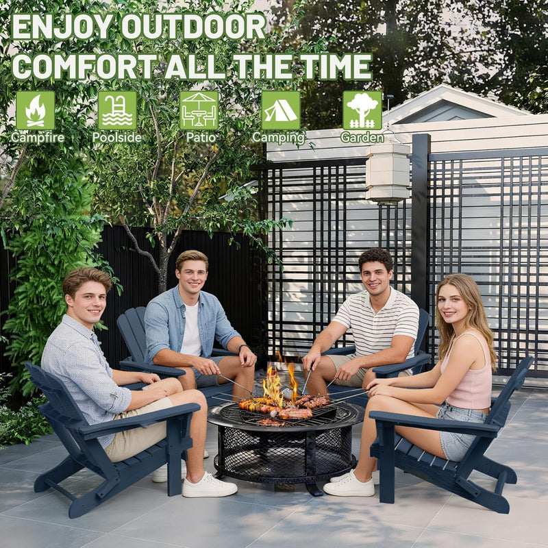 Adirondack Chair with Foldable Design and Built-In Cup Holder by HouseOfZazla