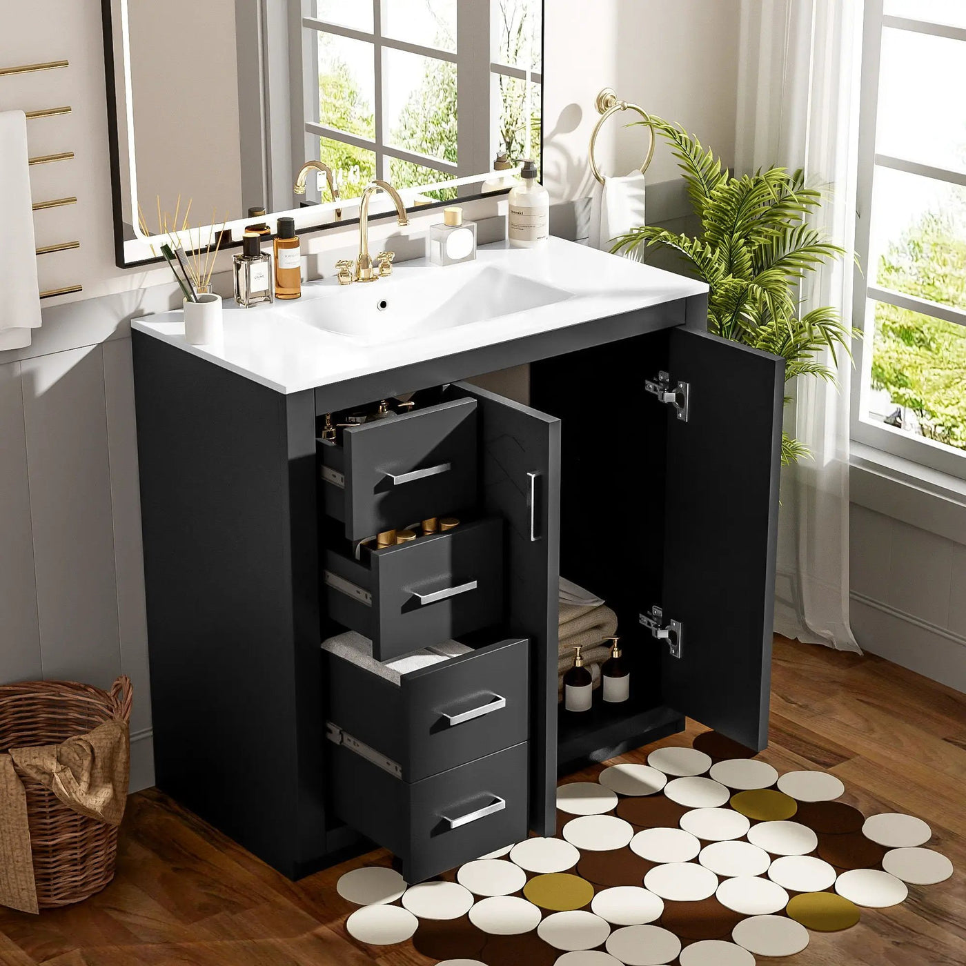 Bathroom Vanity With Sink Combo, Storage Cabinet, Freestanding Set With 3 Drawers & Soft Closing Doors by Unique Piece Furniture