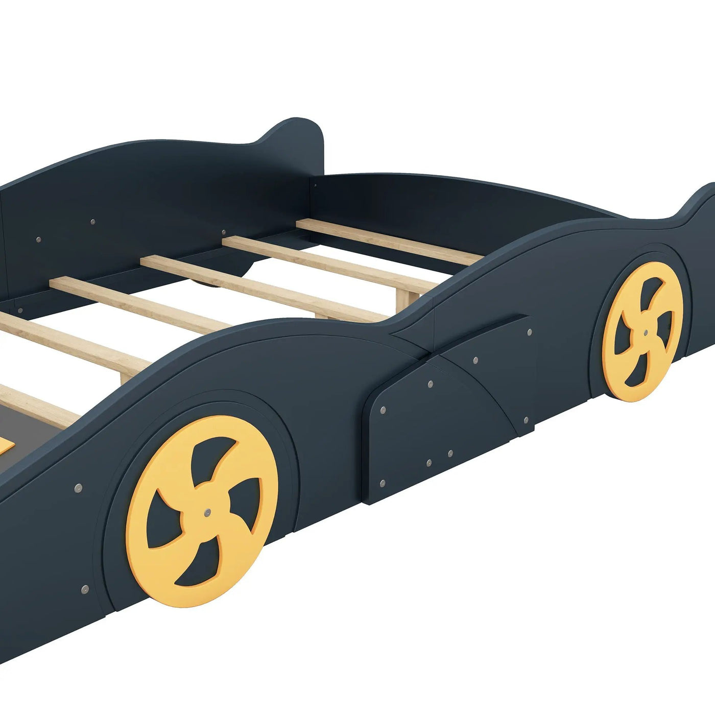 Race Car Shaped Platform Bed With Wheels And Storage by HouseOfZazla