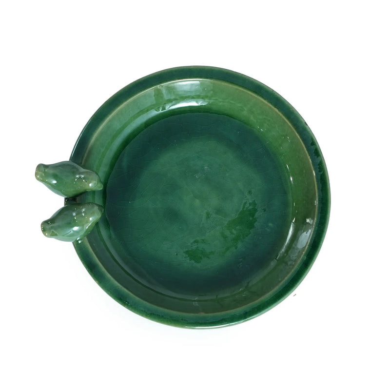 Handmade Ceramic Bird Bath, 11.8 Inch Olive by HouseOfZazla