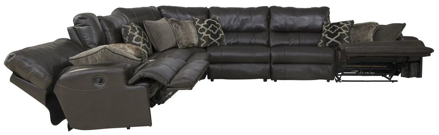 Como - 7 Piece Italian Leather Match Reclining Sectional by Unique Piece Furniture