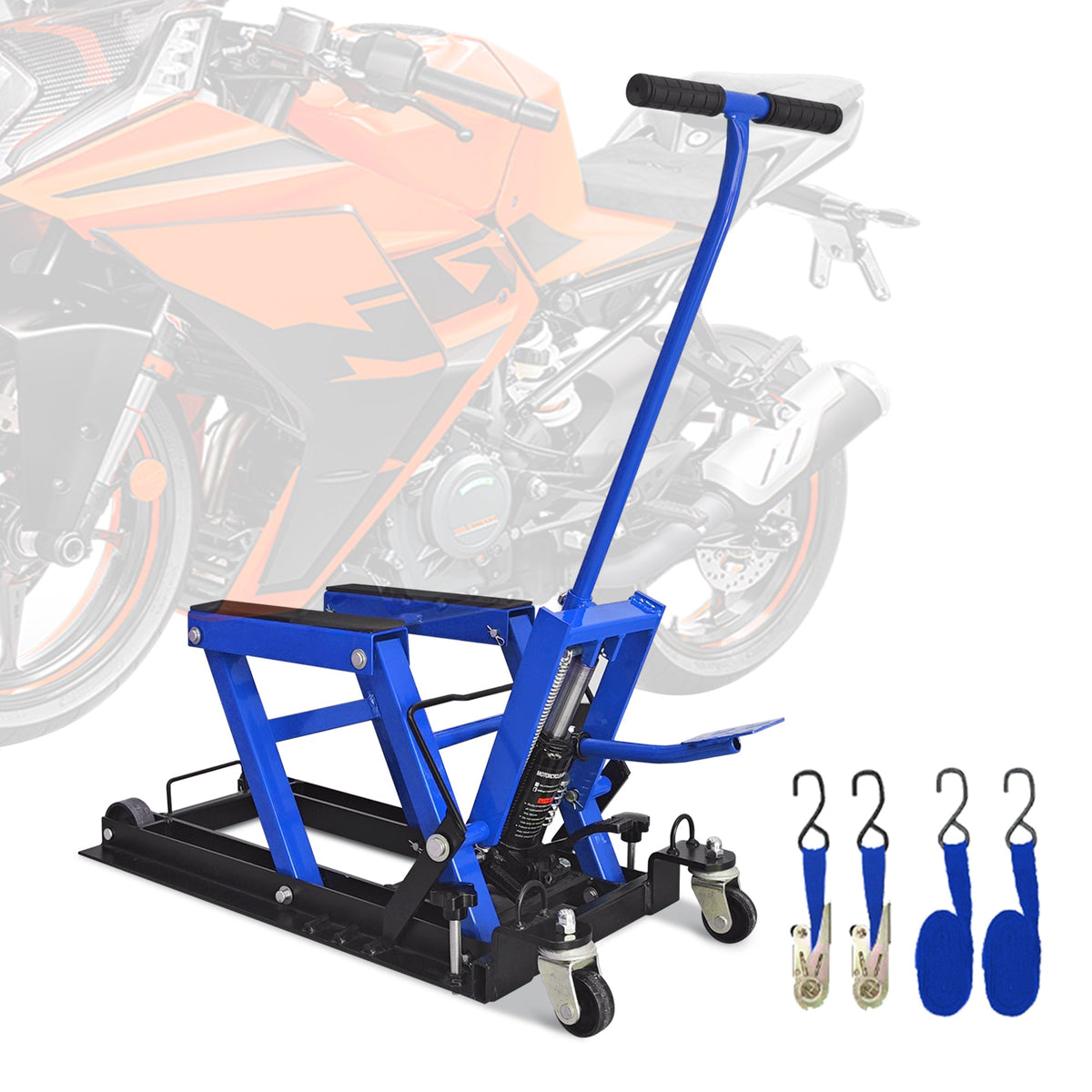 Hydraulic Motorcycle Lift Jack, 1500 LBS Capacity, ATV Scissor Lift Jack Portable Motorcycle Lift Table with 4 Casters, Hydraulic Foot-Operated Hoist Stand for Motorcycle ATV UTV Powersports, photo 5 of 10