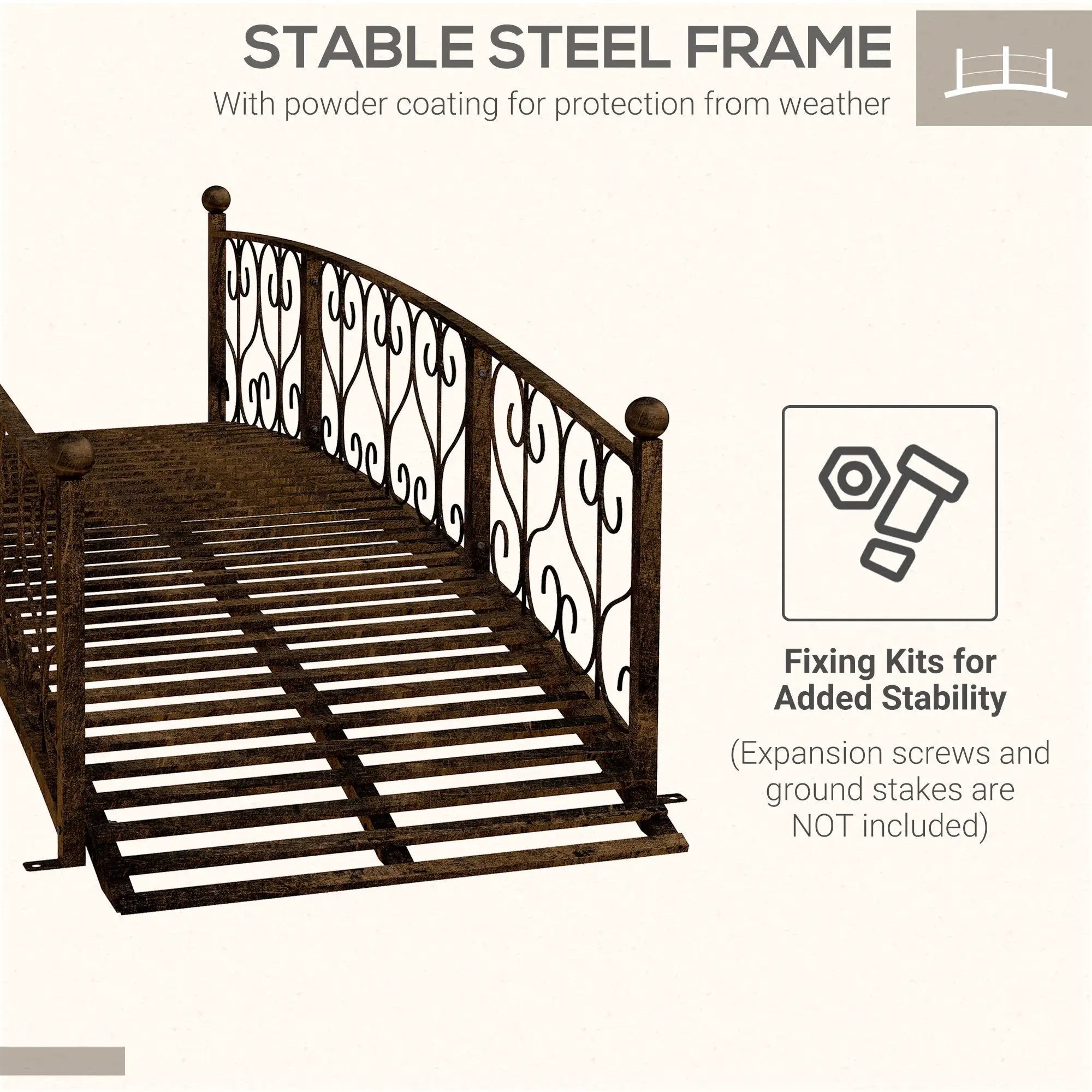 Outsunny 7' Metal Arch Garden Bridge with Safety Siderails by HouseOfZazla