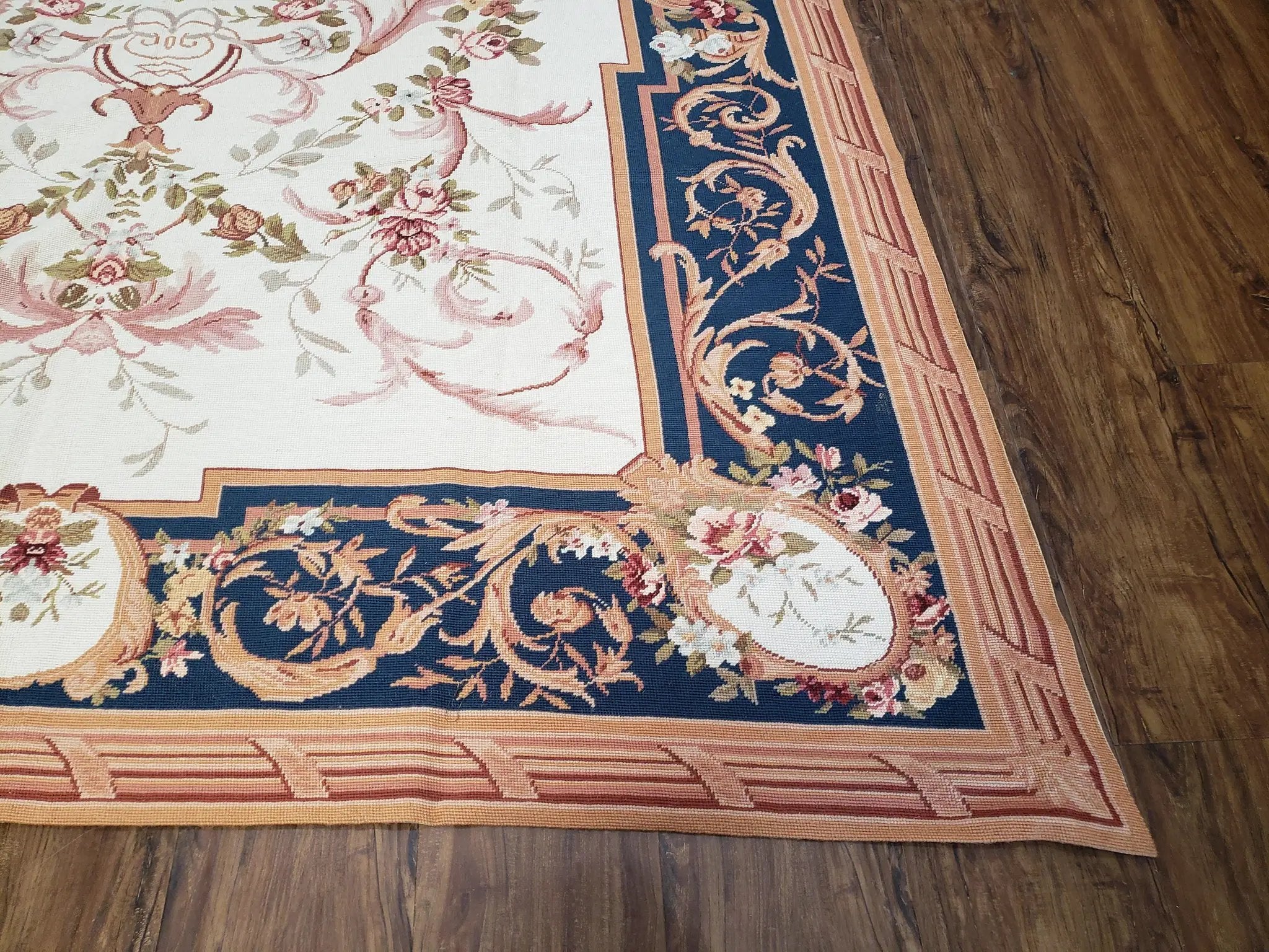 Chinese Aubusson Savonnerie Area Rug 6x8, Vintage Hand-Woven Needlepoi