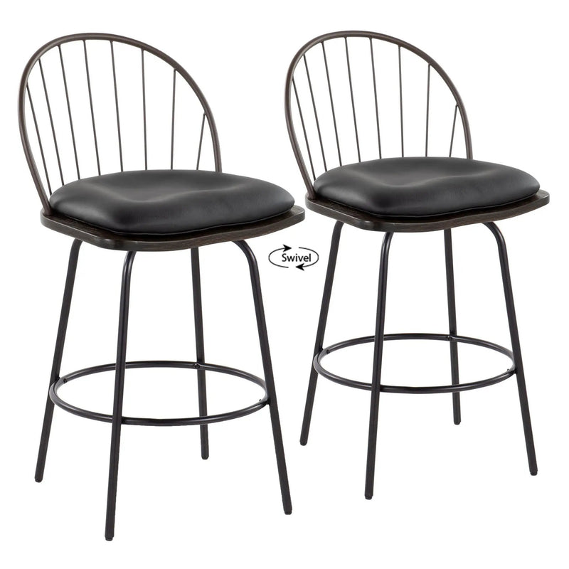 Riley - Claire Farmhouse Fixed Height Counter Stool With Swivel With Round Footrest (Set of 2) by Unique Piece Furniture
