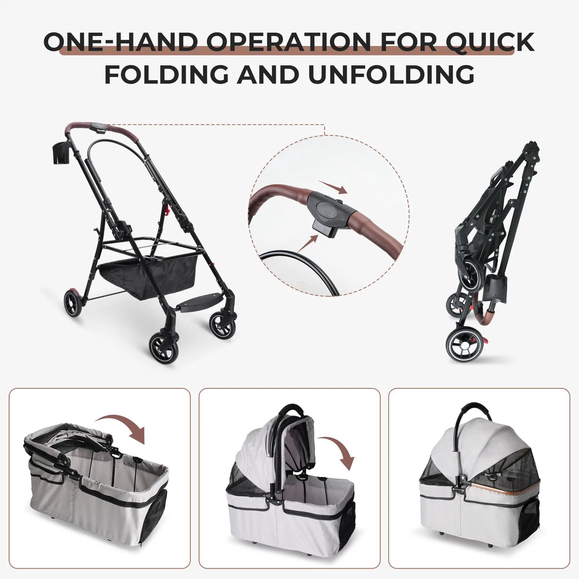 4-Wheel Foldable Pet Stroller for Dogs and Cats by HouseOfZazla