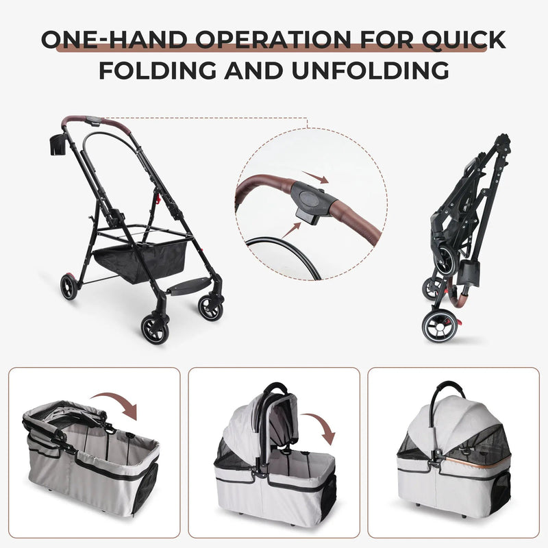 4-Wheel Foldable Pet Stroller for Dogs and Cats by HouseOfZazla