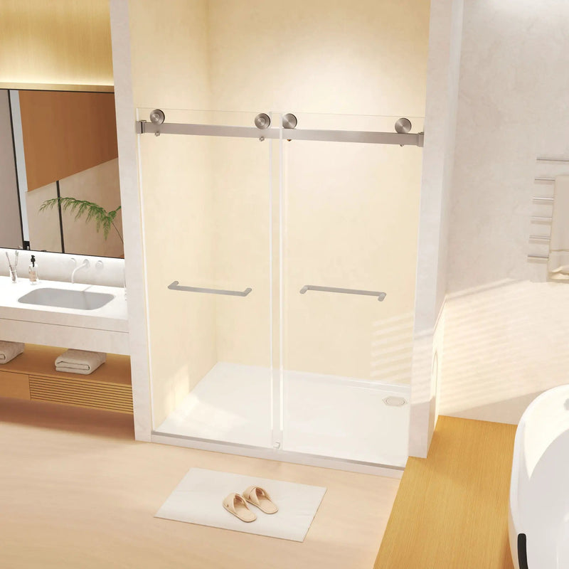 Frameless Double Sliding Shower Door by HouseOfZazla
