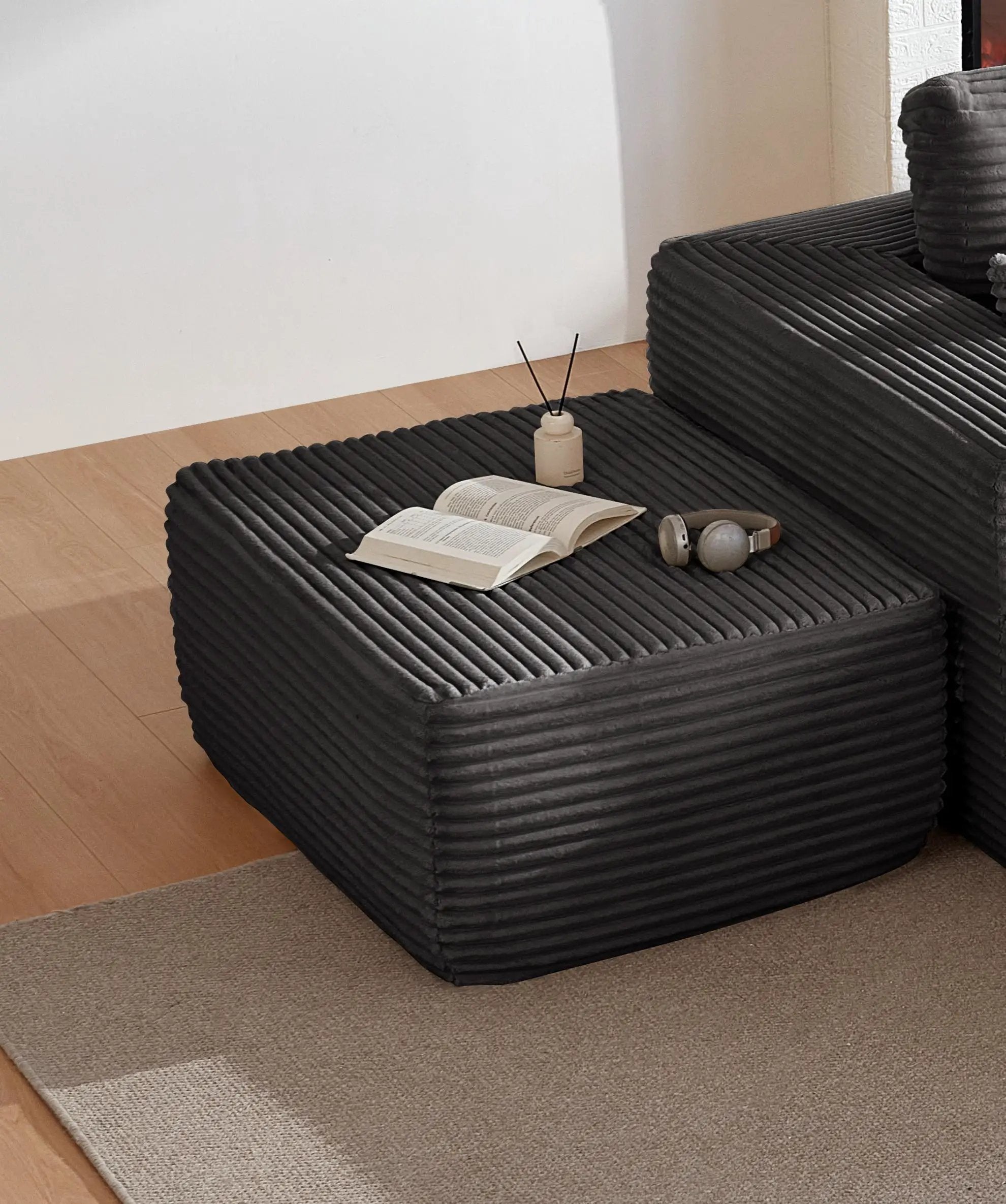 Grey Plush Ottoman by HouseOfZazla